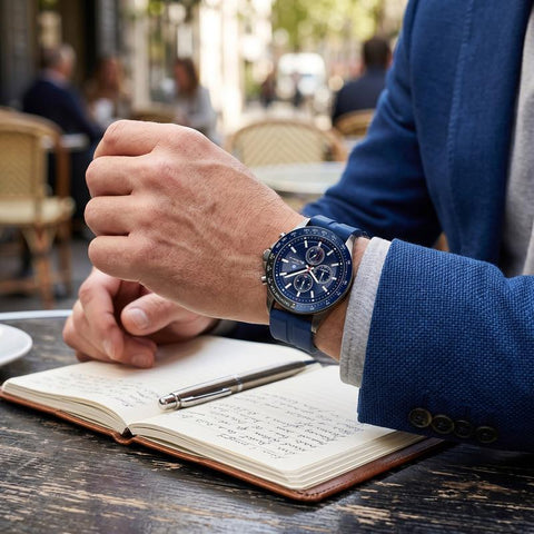 The Watch Boutique Ben Sherman Men’s Gunmetal Chronograph Watch with Navy Dial and Silicone Strap