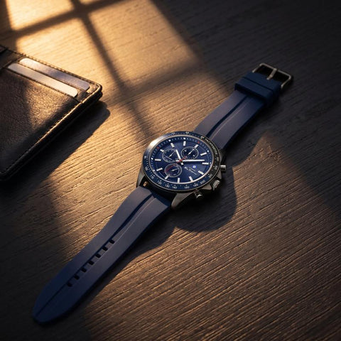 The Watch Boutique Ben Sherman Men’s Gunmetal Chronograph Watch with Navy Dial and Silicone Strap