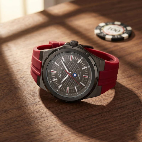 The Watch Boutique Ben Sherman Men’s Gunmetal Watch with Grey Dial and Burgundy Silicone Strap