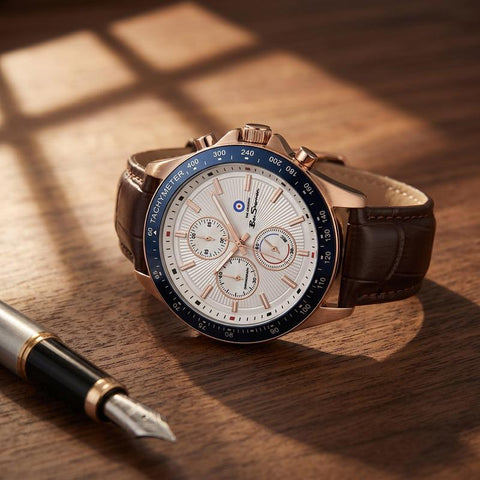The Watch Boutique Ben Sherman Men's Rose Gold Chronograph Watch with Brown Leather Strap