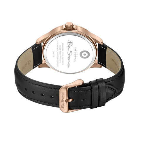 The Watch Boutique Ben Sherman Men’s Rose Gold-Tone Watch with Black Dial and Leather Strap