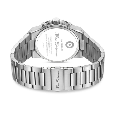 The Watch Boutique Ben Sherman Men's Silver & Black Chronograph Watch with Stainless Steel Bracelet