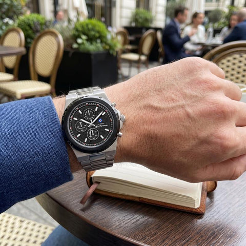 The Watch Boutique Ben Sherman Men's Silver & Black Chronograph Watch with Stainless Steel Bracelet
