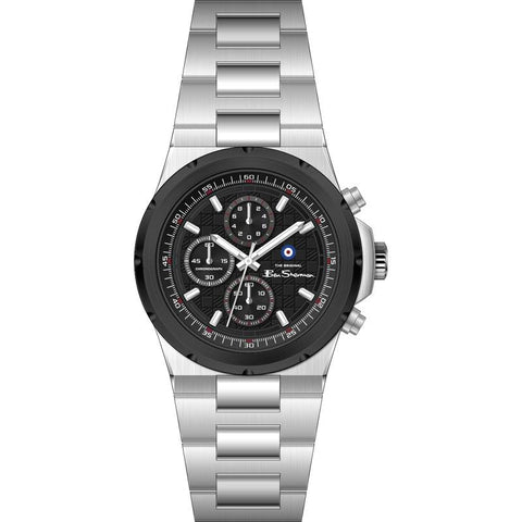 The Watch Boutique Ben Sherman Men's Silver & Black Chronograph Watch with Stainless Steel Bracelet