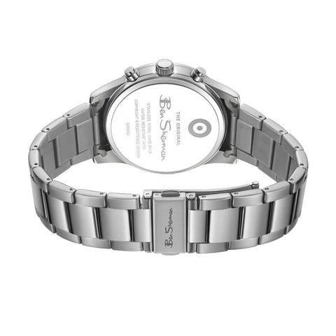 The Watch Boutique Ben Sherman Men's Silver Chronograph Watch with Blue Dial & Stainless Steel Bracelet