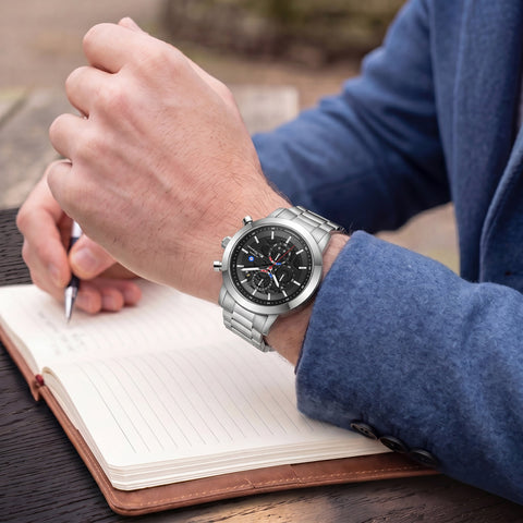 The Watch Boutique Ben Sherman Men's Silver Skeleton Chronograph Watch with Stainless Steel Bracelet
