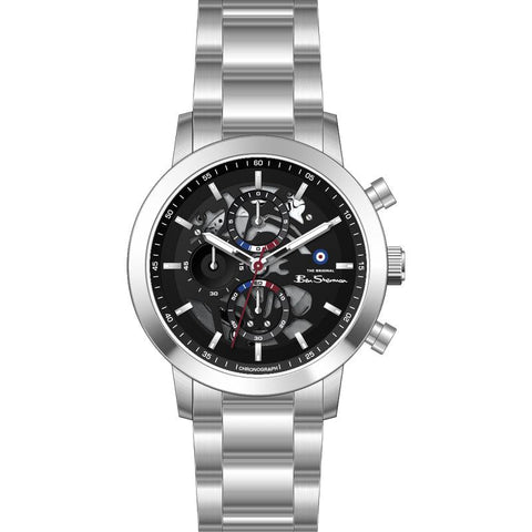 The Watch Boutique Ben Sherman Men's Silver Skeleton Chronograph Watch with Stainless Steel Bracelet