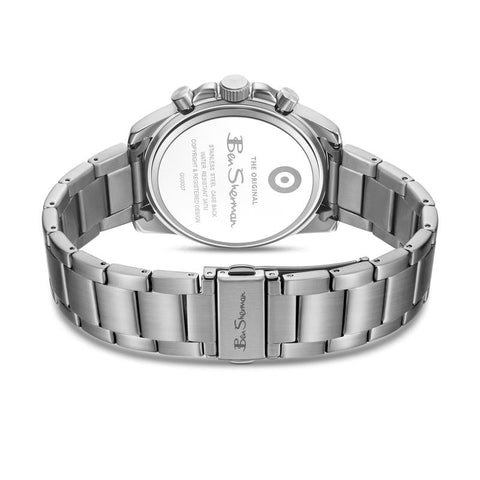 The Watch Boutique Ben Sherman Men’s Silver-Tone Chronograph Watch with Black Dial