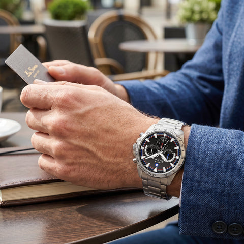 The Watch Boutique Ben Sherman Men’s Silver-Tone Chronograph Watch with Black Dial