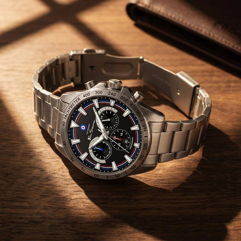 The Watch Boutique Ben Sherman Men’s Silver-Tone Chronograph Watch with Black Dial