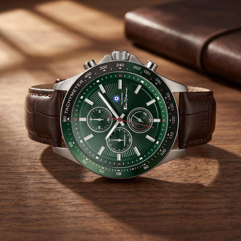The Watch Boutique Ben Sherman Men’s Silver-Tone Chronograph Watch with Brown Leather Strap