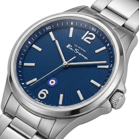 The Watch Boutique Ben Sherman Men’s Silver-Tone Watch with Textured Navy Dial