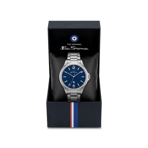 The Watch Boutique Ben Sherman Men’s Silver-Tone Watch with Textured Navy Dial