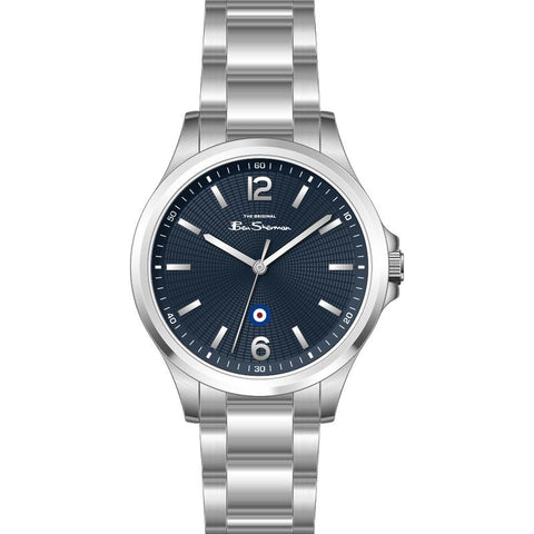 The Watch Boutique Ben Sherman Men’s Silver-Tone Watch with Textured Navy Dial
