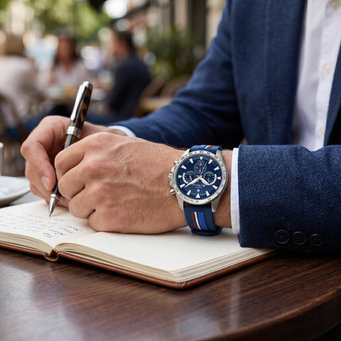 The Watch Boutique Ben Sherman Men's Sport Chronograph Watch – Blue Dial, Stainless Steel Case & Navy Silicone Strap