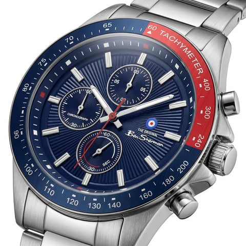 The Watch Boutique Ben Sherman Men's Stainless Steel Chronograph Watch with Blue Dial