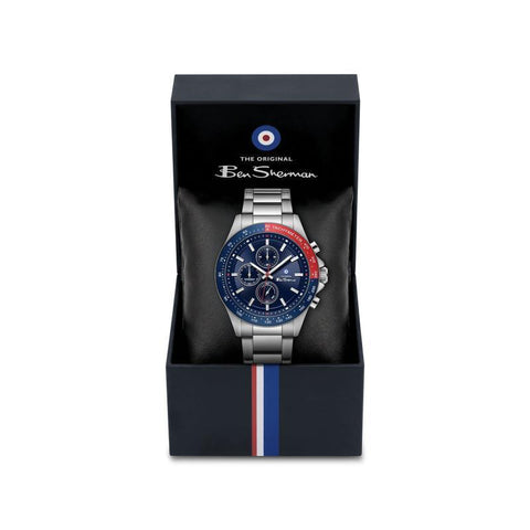 The Watch Boutique Ben Sherman Men's Stainless Steel Chronograph Watch with Blue Dial