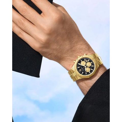 The Watch Boutique Bulova Men's Prestige Chronograph Watch, Gold-Tone Stainless Steel, Black Dial