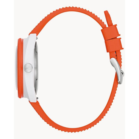 The Watch Boutique Bulova Snorkel White Dial Orange HNBR Rubber Dive Watch 98B448 for Men