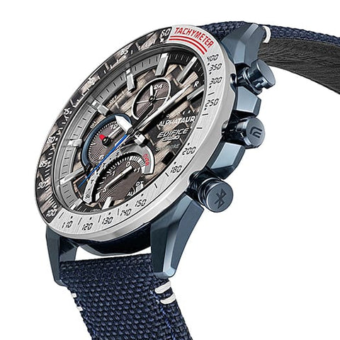 The Watch Boutique CASIO EDIFICE MENS 100M ALPHATAURI F1 - CARBON BLUETOOTH SAPPHIRE SOLAR - EQB-1000AT-1ADR