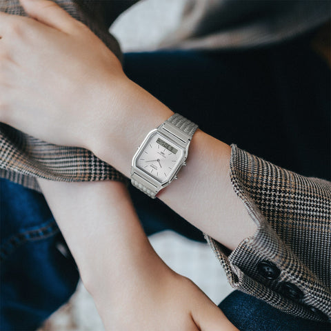 The Watch Boutique Casio Analog-Digital Mesh Band Watch - AQ-230EM-7ADF