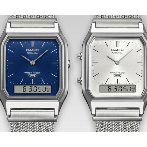 The Watch Boutique Casio Analog-Digital Mesh Band Watch - AQ-230EM-7ADF