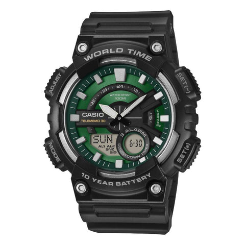 The Watch Boutique Casio Green Analog-Digital Resin Watch - AEQ-110W-3A2VDF