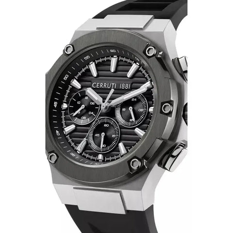The Watch Boutique Cerruti 1881 Lucardo Men's Black Silicone Quartz Watch