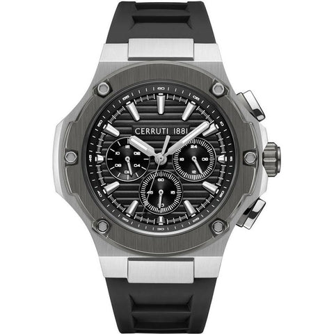The Watch Boutique Cerruti 1881 Lucardo Men's Black Silicone Quartz Watch