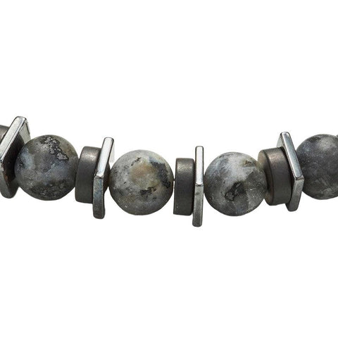 The Watch Boutique Chrysostomos Handmade Bracelet with Natural Matte Larvikite Mineral Stones