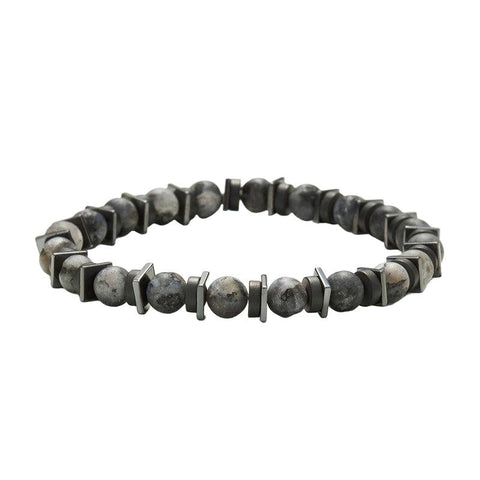 The Watch Boutique Chrysostomos Handmade Bracelet with Natural Matte Larvikite Mineral Stones