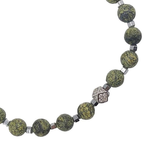The Watch Boutique Chrysostomos Handmade Bracelet with Natural Mineral Stones of Green Agate