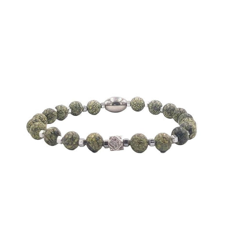 The Watch Boutique Chrysostomos Handmade Bracelet with Natural Mineral Stones of Green Agate