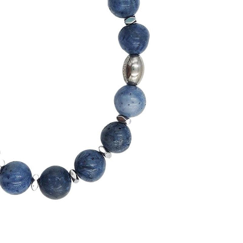The Watch Boutique Chrysostomos Handmade Bracelet with Natural Mineral Stones of Light Blue Agate