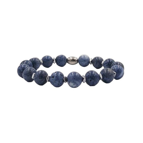 The Watch Boutique Chrysostomos Handmade Bracelet with Natural Mineral Stones of Light Blue Agate
