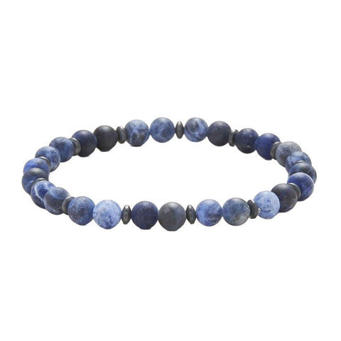 The Watch Boutique Chrysostomos Handmade Bracelet with Natural Mineral Stones of Matte Sodalite