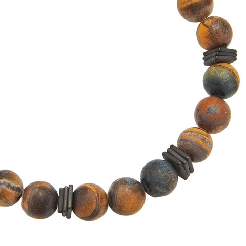 The Watch Boutique Chrysostomos Handmade Bracelet with Natural Mineral Stones of Matte Tigers Eye