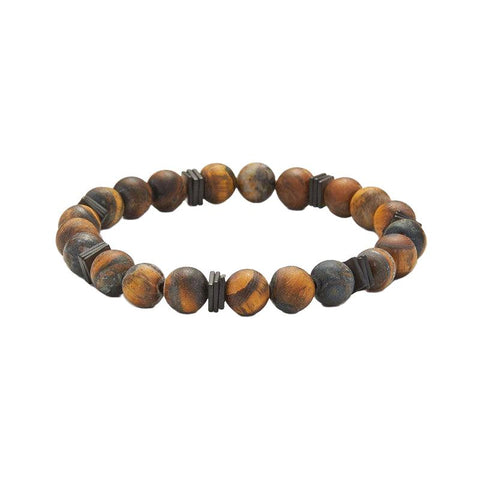 The Watch Boutique Chrysostomos Handmade Bracelet with Natural Mineral Stones of Matte Tigers Eye