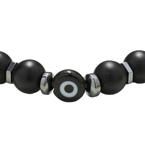The Watch Boutique Chrysostomos Handmade Bracelet with Onyx, Hematite & Evil Eye