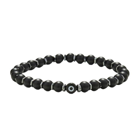 The Watch Boutique Chrysostomos Handmade Bracelet with Onyx, Hematite & Evil Eye
