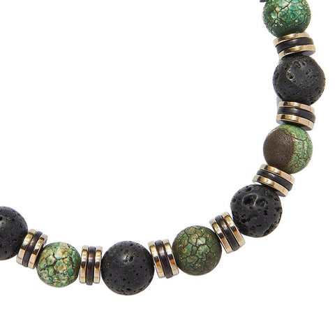 The Watch Boutique Chrysostomos Handmade Bracelet with Tibetan Agate & Lava