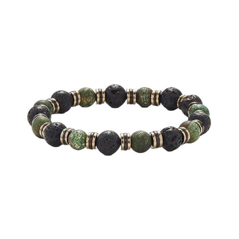 The Watch Boutique Chrysostomos Handmade Bracelet with Tibetan Agate & Lava