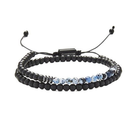 The Watch Boutique Chrysostomos Handmade Double Bracelet with Onyx & Agate