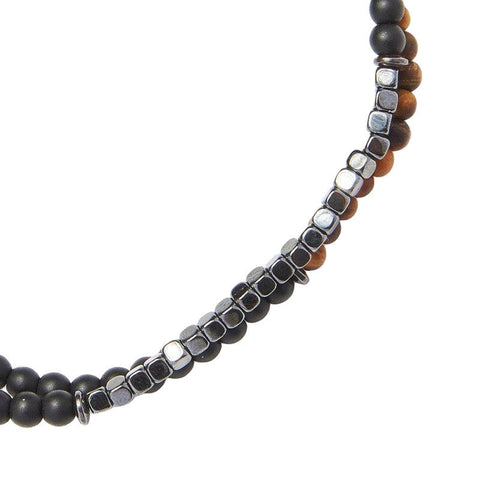 The Watch Boutique Chrysostomos Handmade Double Bracelet with Onyx & Tigers Eye