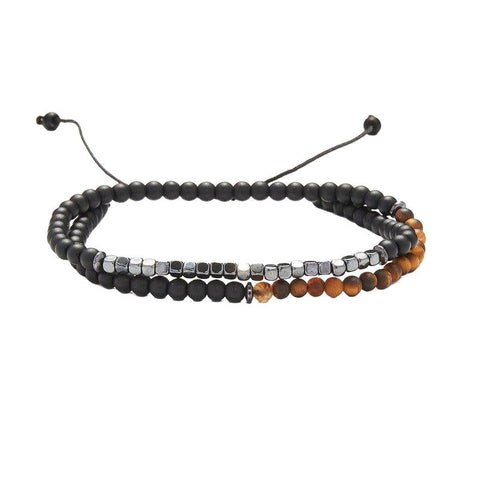 The Watch Boutique Chrysostomos Handmade Double Bracelet with Onyx & Tigers Eye