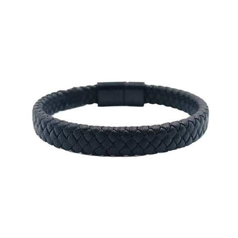 The Watch Boutique Chrysostomos Handmade Leather Bracelet in Black Colour