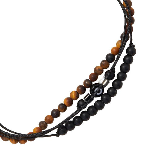 The Watch Boutique Chrysostomos Handmade Multi-Line Bracelet with Tiger Eye & Evil-Eye