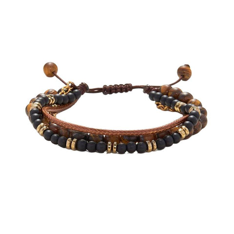 The Watch Boutique Chrysostomos Handmade Multi-Line Bracelet with Tiger Eye & Onyx