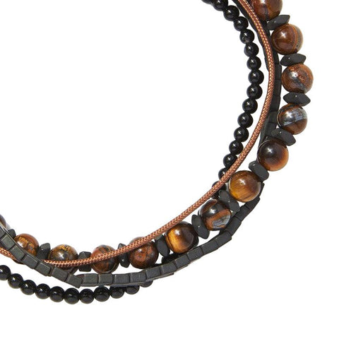 The Watch Boutique Chrysostomos Handmade Multi-Line Bracelet with Tigers Eye