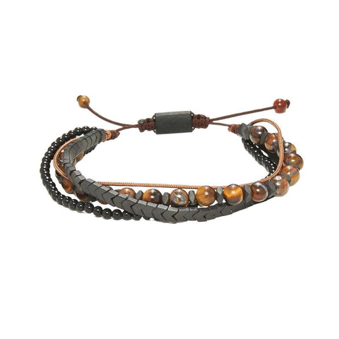 The Watch Boutique Chrysostomos Handmade Multi-Line Bracelet with Tigers Eye